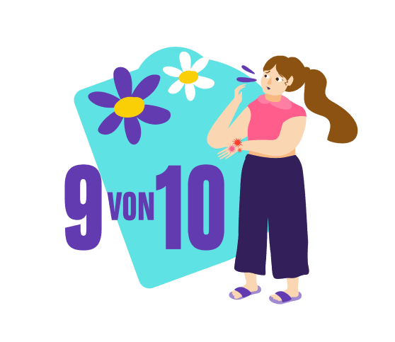 Illustration einer jungen Frau, die von Heuschnupfen betroffen ist